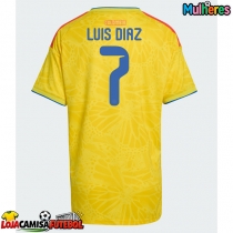 Camisa de Futebol Colômbia Luis Diaz #7 Equipamento Principal Mulheres Mundo 2026 Manga Curta